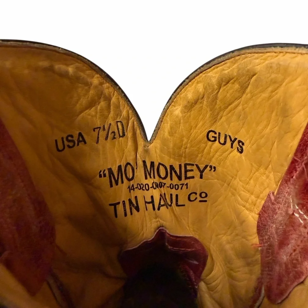 TIN HAUL Men's Money Maker 'Mo' Money' Western Boots Size 7.5 D